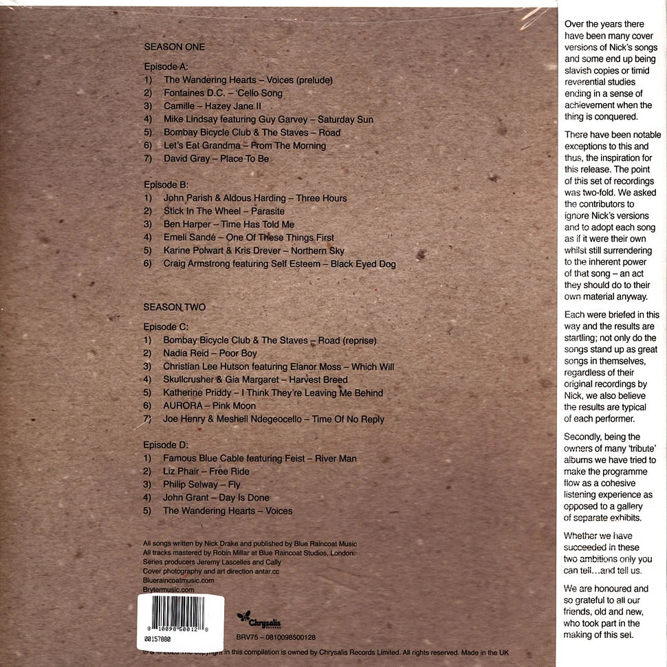 The Endless Coloured Ways: The Songs of Nick Drake | 2LP 180gr Black Vinyl | Chrysalis 2023