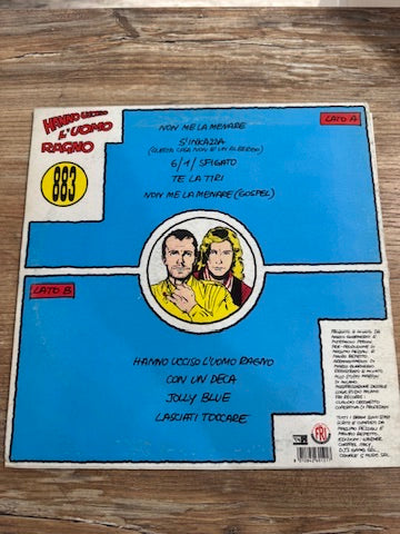 883 – Hanno Ucciso l'Uomo Ragno – retro copertina LP con tracklist Lato A e Lato B, WEA 1992