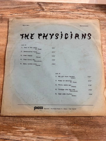 The Physicians – retro copertina LP Picci GLA 2011 con tracklist completa Lato A e Lato B