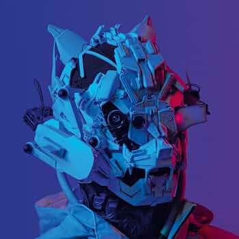 Artwork mecha blu e viola della copertina di MadMan Lonewolf