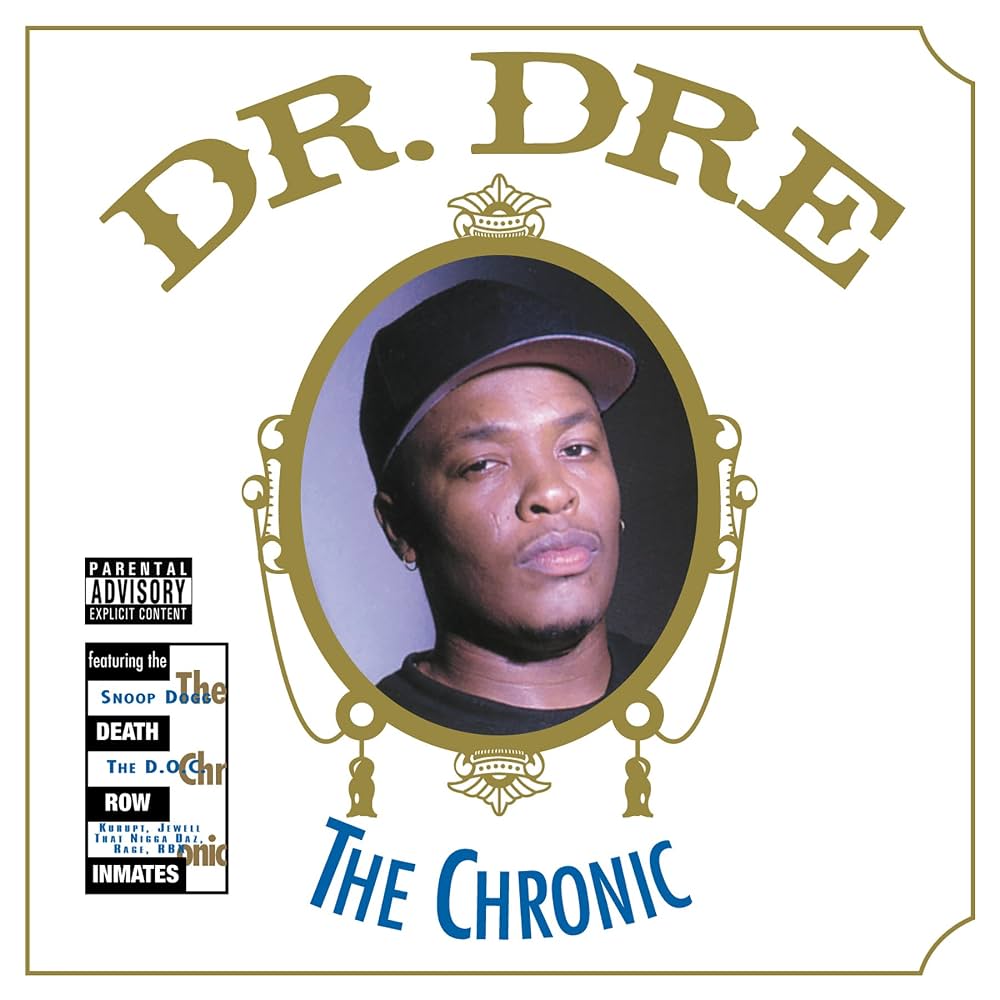 Dr. Dre – The Chronic, copertina fronte 2LP vinile nero ristampa Aftermath / Death Row / Interscope
