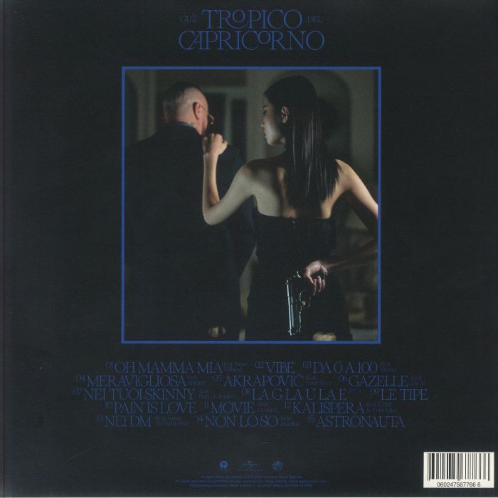 Guè – Tropico del Capricorno, retro copertina con tracklist 15 tracce