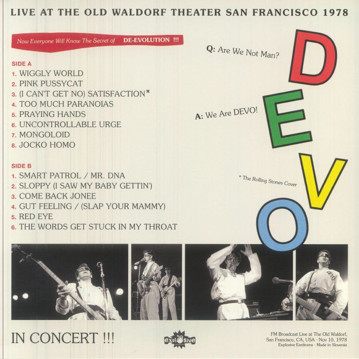 DEVO - In Concert !!! (Old Waldorf Theater San Francisco 1978) (Vinile LP, Live Recording)