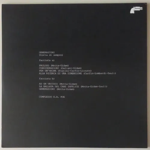 E.A. Poe – Generazioni (Storia di sempre) | Vinile | Ristampa BTF/Vinyl Magic