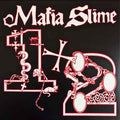 Copertina Mafia Slime 2 Nerissima Serpe Papa V - artwork gothic street in rosso e bianco su sfondo nero con croce teschio gatto e rosario