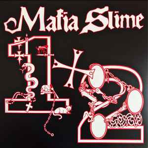 Copertina Mafia Slime 2 Nerissima Serpe Papa V - artwork gothic street in rosso e bianco su sfondo nero con croce teschio gatto e rosario