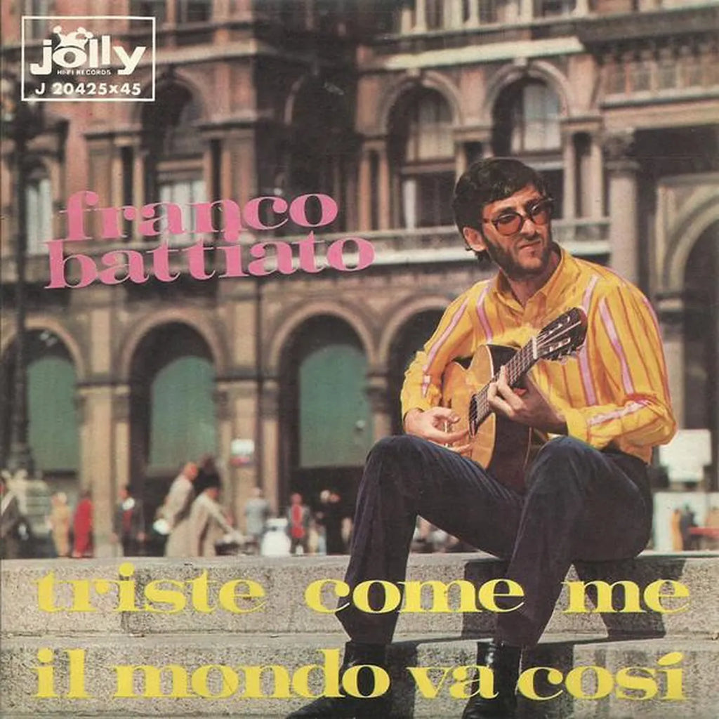 Copertina 45 giri Franco Battiato – Triste Come Me / Il Mondo Va Così, etichetta Saar J 20425