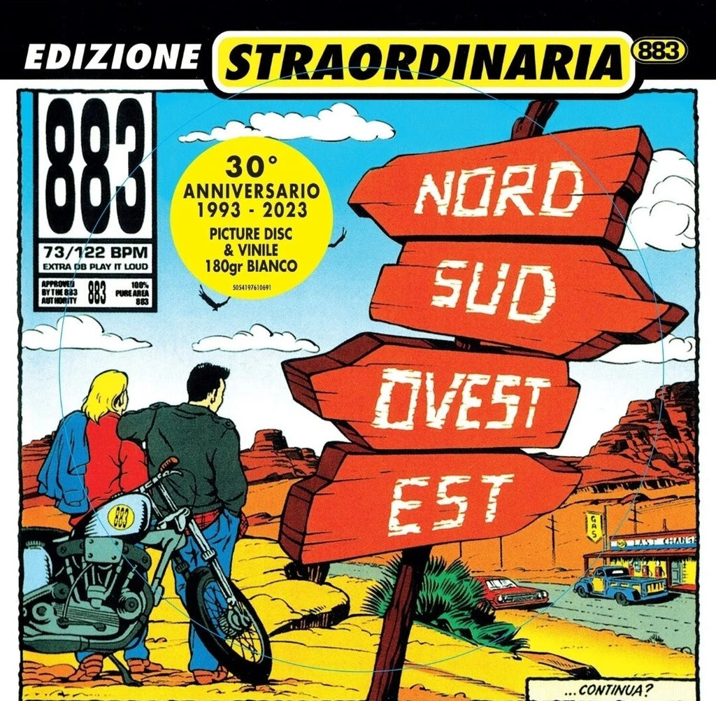 883 – Nord Sud Ovest Est Edizione Straordinaria 30° Anniversario – copertina fronte fumetto con cartello Nord Sud Ovest Est