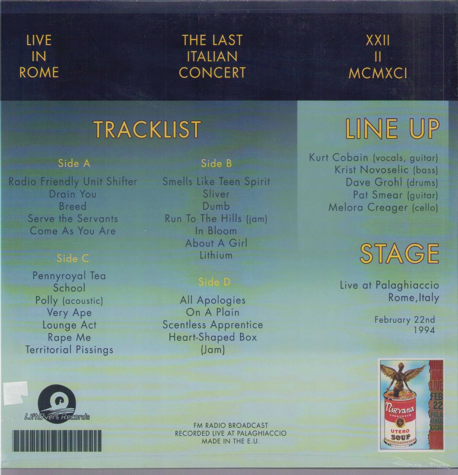 Nirvana - The Last Fix (Rome 1994) (Doppio Vinile LP, Live Recording)